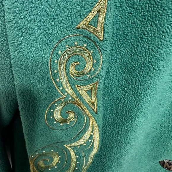 Vintage Bob Mackie Green Fleece Coat  Attached Scarf  Wearable Art - Picture 7 of 8